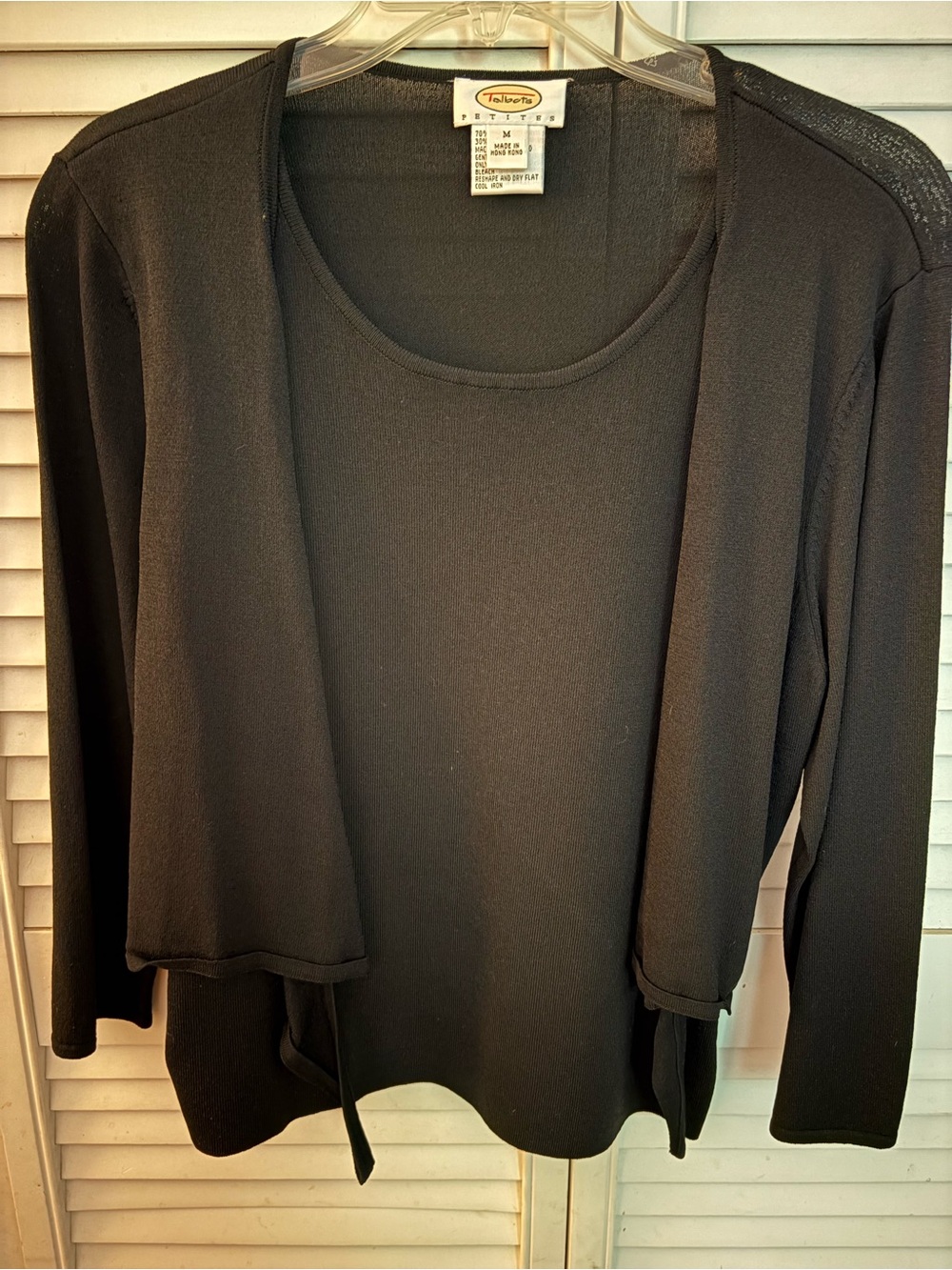 Talbots Black Open-Front Layered Knit Tunic